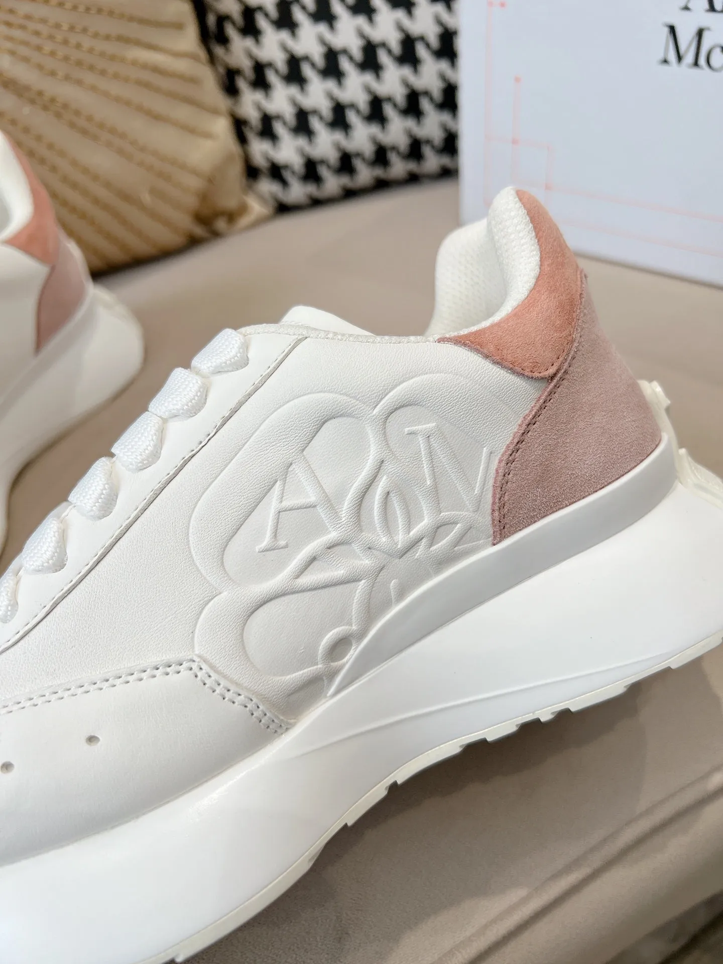 ALMC Women's Sprint Runner in White Coral & Powder Pink Sneakers-008
