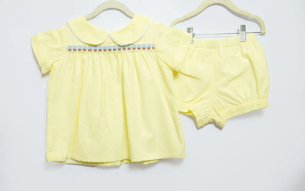 Banded Short in Yellow Swiss Dot, LINED, SIZE 2T