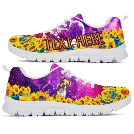 Custom Name Boxer Sneaker, Boxer Sunflower Galaxy Sneakers Running Shoes, Best Running Shoes