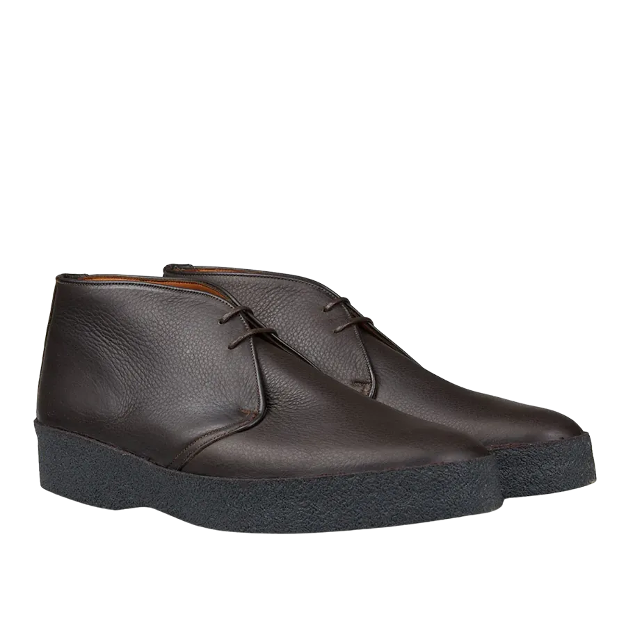 Dark Brown Savage Grain Hi Top Chukka Boots