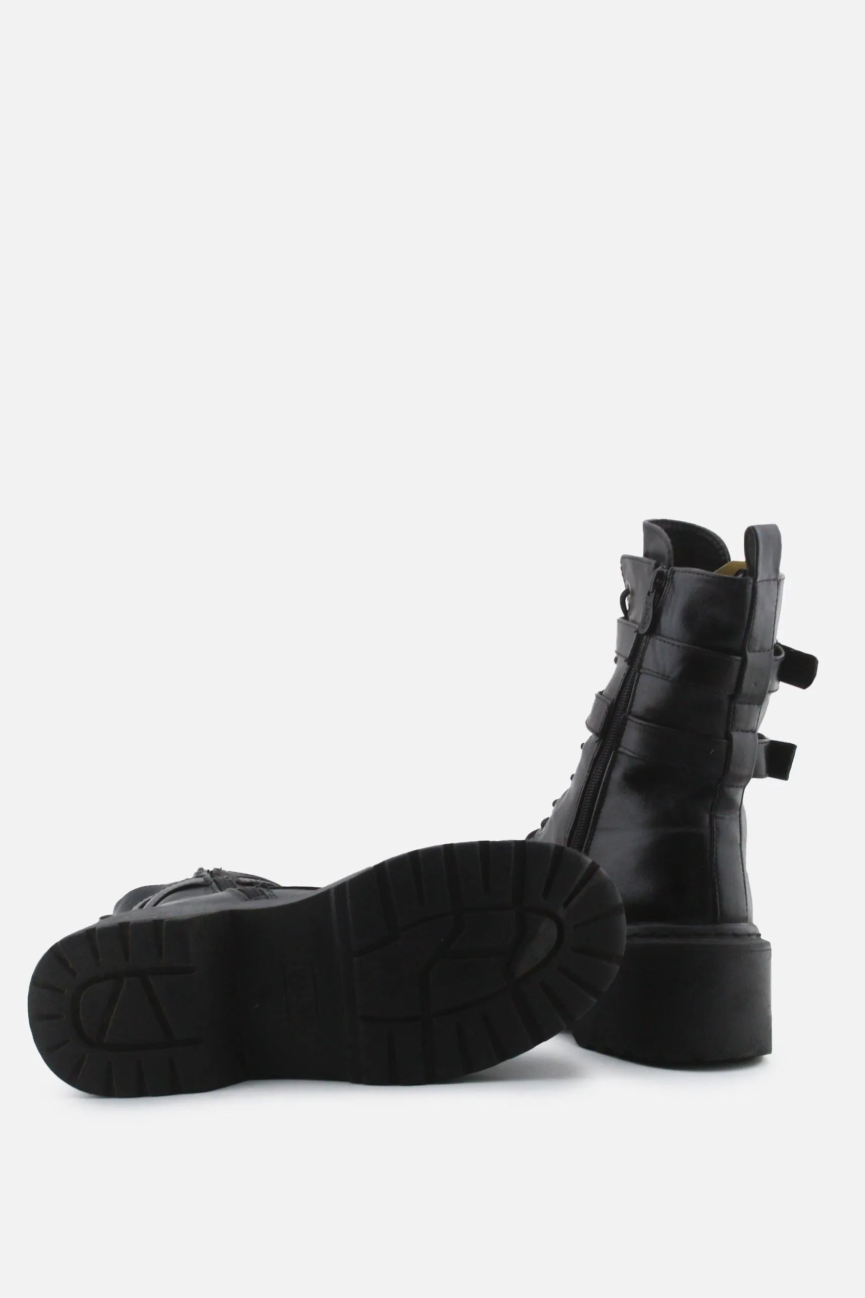 I Love DeeZee Zipper Laces Buckle Straps Combat Ankle Boots | 100% Authentic Leather