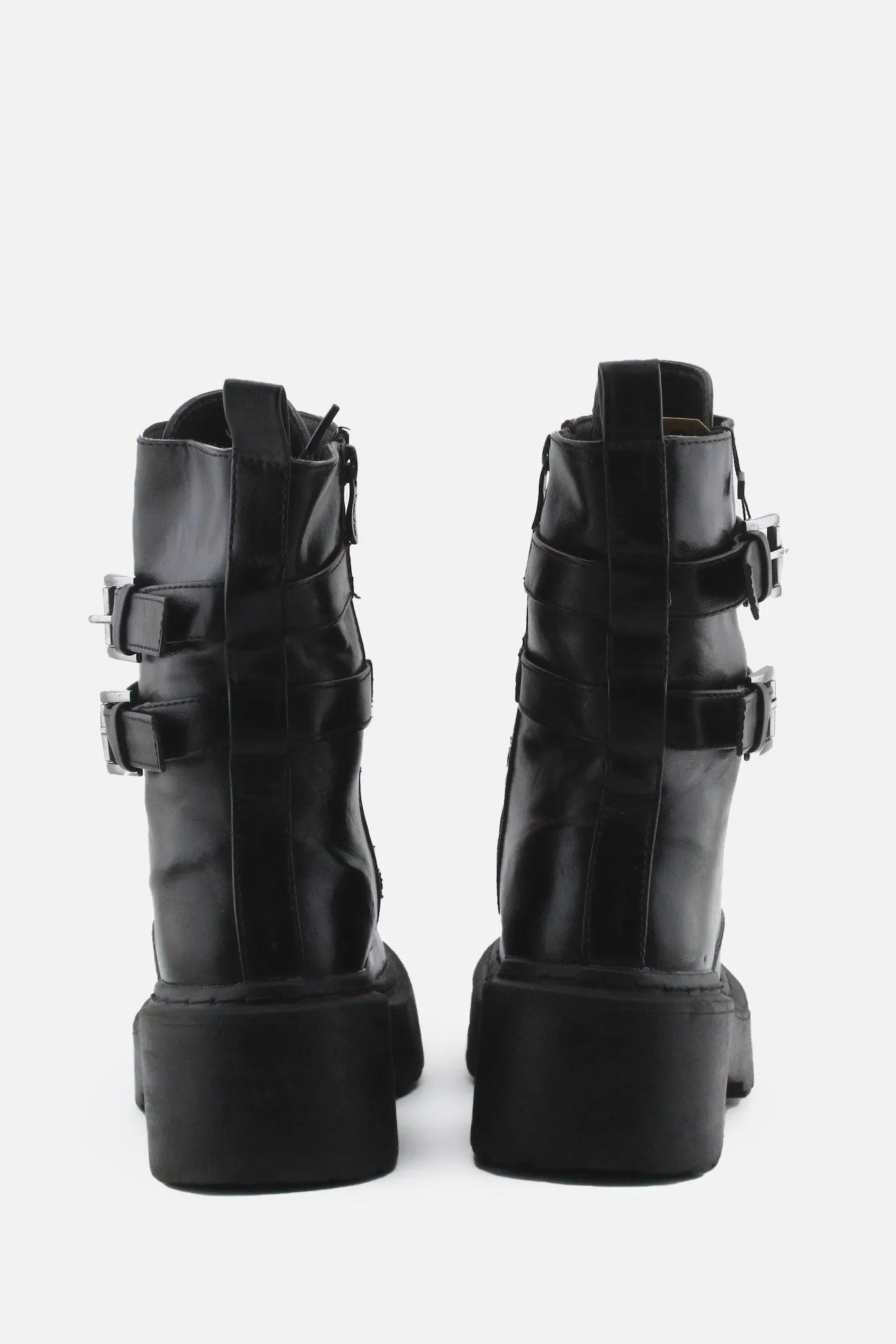 I Love DeeZee Zipper Laces Buckle Straps Combat Ankle Boots | 100% Authentic Leather
