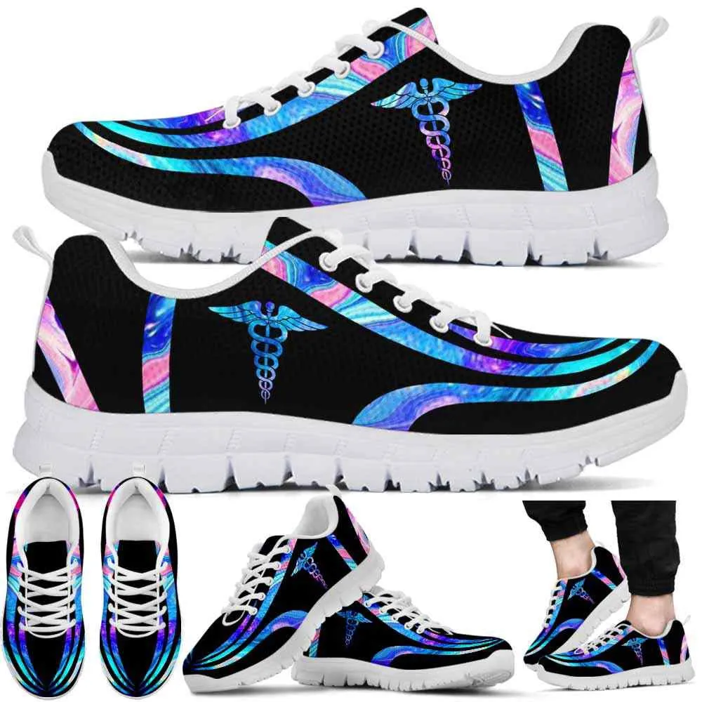 Nurse Sneaker, Nurse Sneakers Gym Running Shoes, Gift For Women And Men, Blue Neon Line Shoes, Best Shoes For Nurses