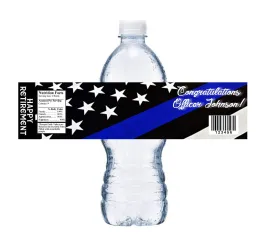 Party Favors Police Officer Cop The Thin Blue Line Happy Retirement Water Bottle Labels Wrappers Supplies Personalized