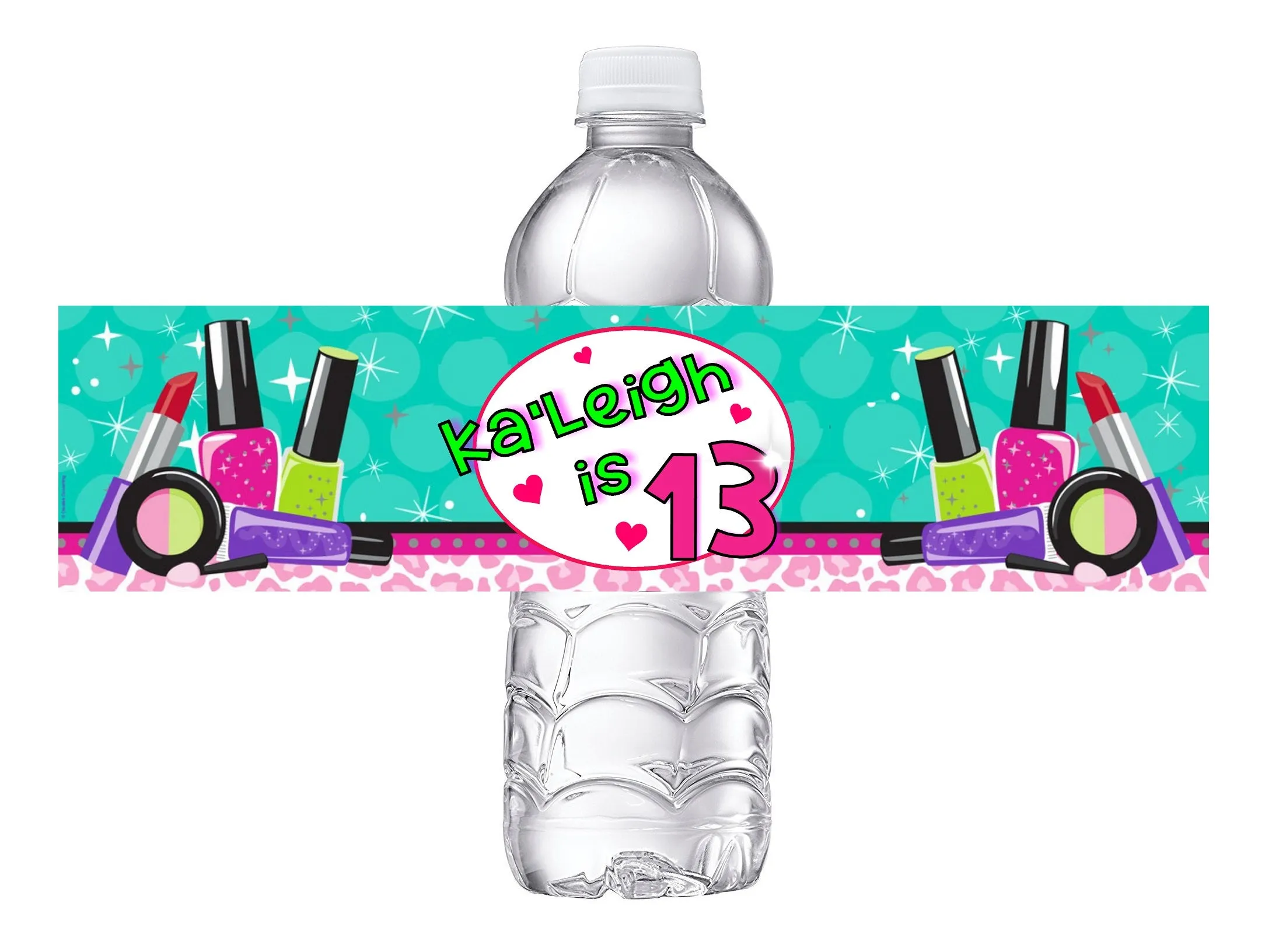 Party Favors Spa Salon Makeup Fashion Nail Polish Makeover Birthday Water Bottle Labels Wrappers Supplies Personalized
