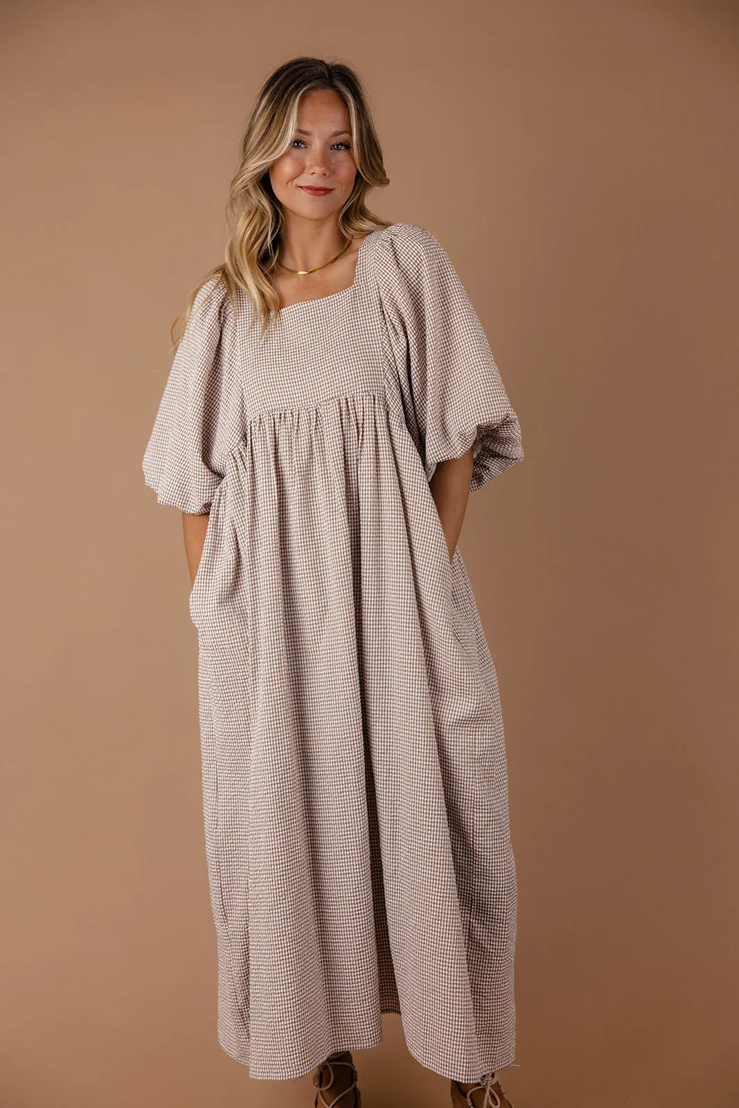 Read Your Mind Gingham Puff Sleeve Dress