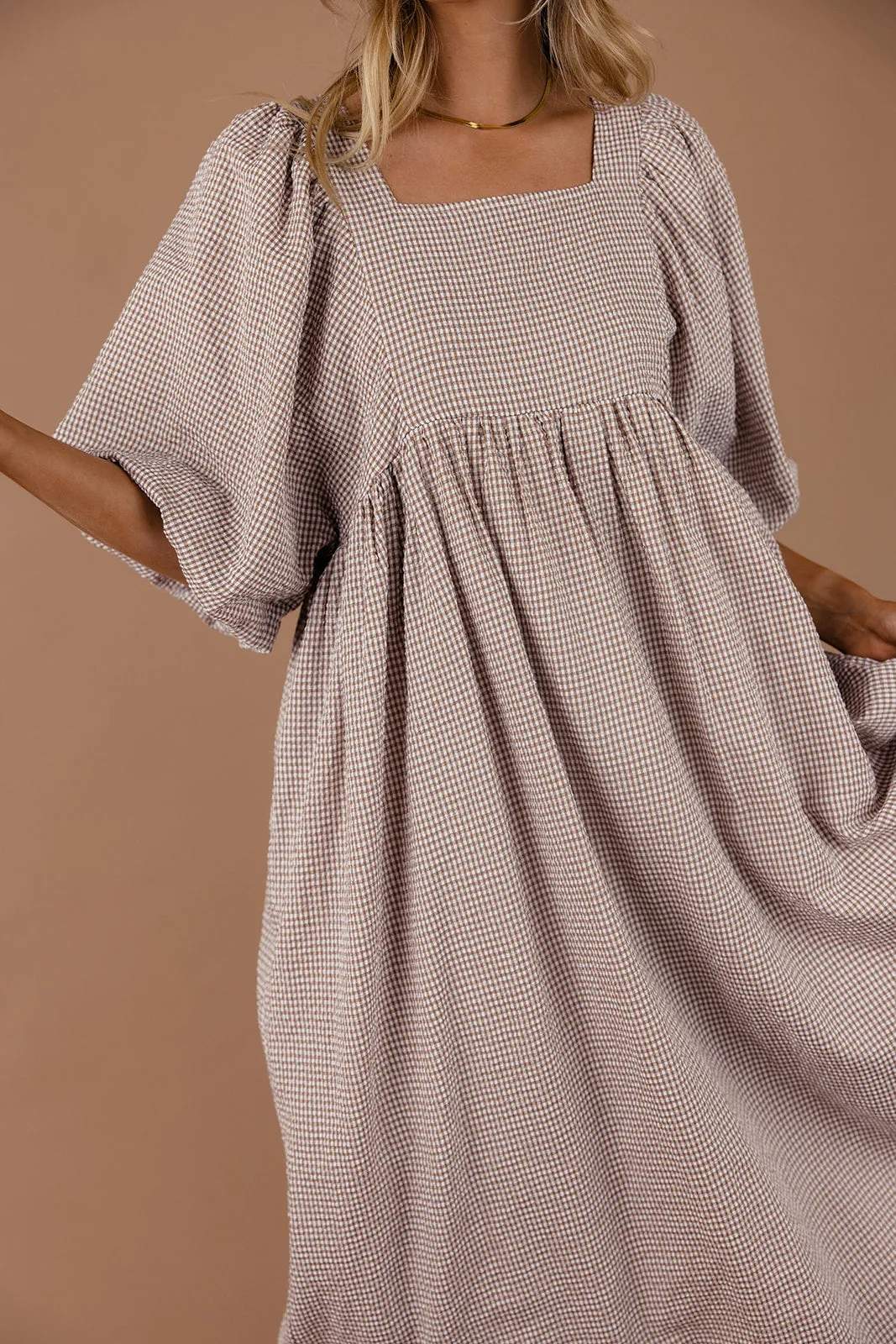 Read Your Mind Gingham Puff Sleeve Dress