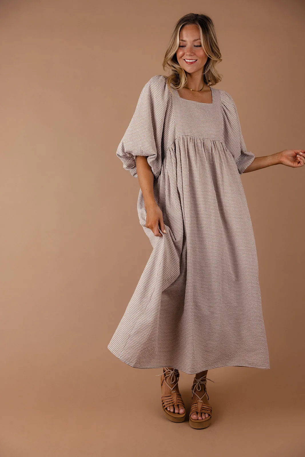 Read Your Mind Gingham Puff Sleeve Dress