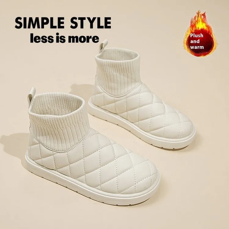 Snow Boots For Women Thick Bottom Fleece-lined