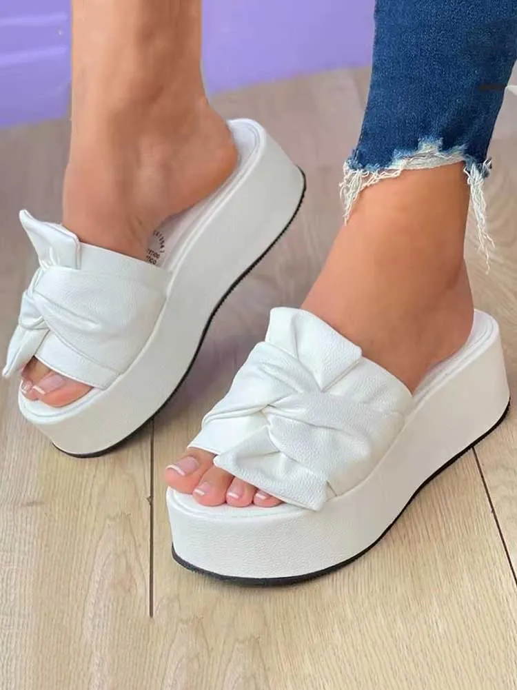 Toleet Round Toe Bow Platform Sandals