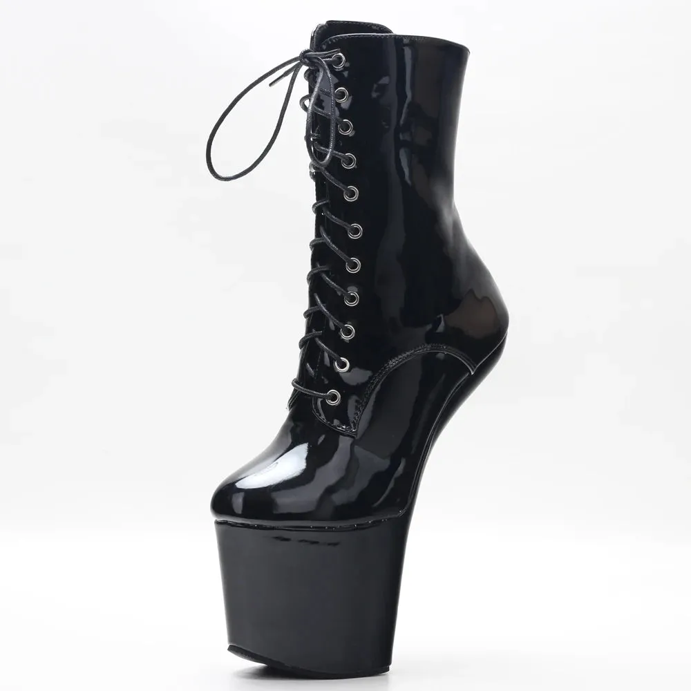Trendy Black Heel Less Platform Ankle Boots