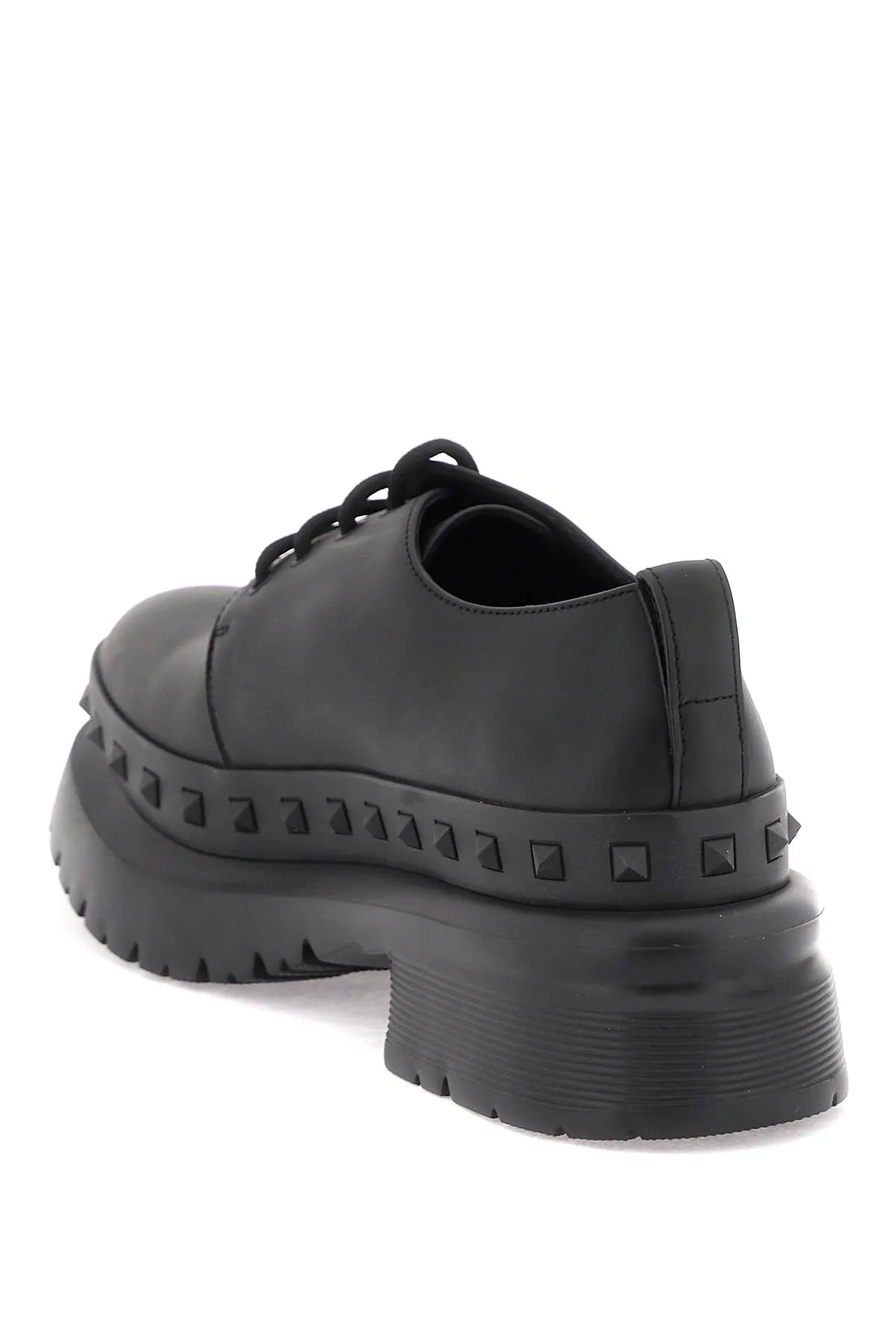 Valentino Garavani Rockstud M-Way Leather Derby Shoes