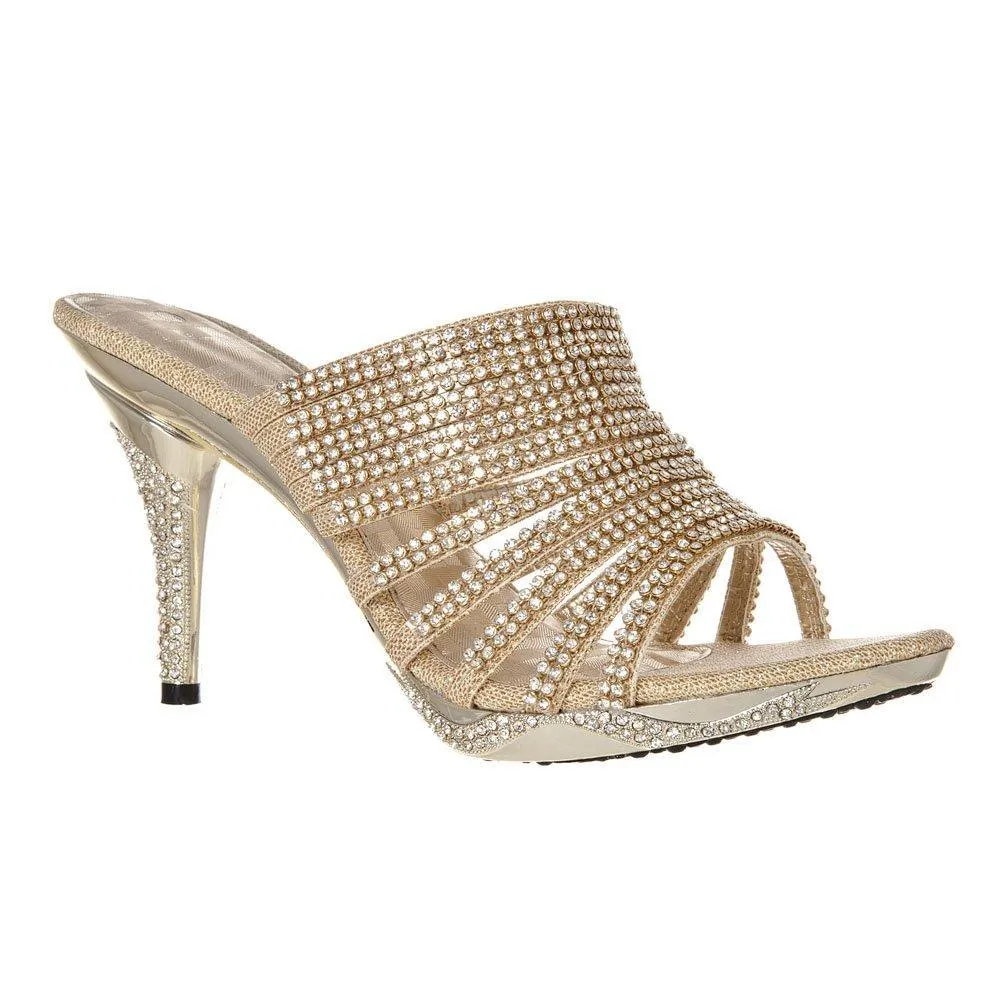 Veena High Heel Platform Open Toe Diamante Sandal