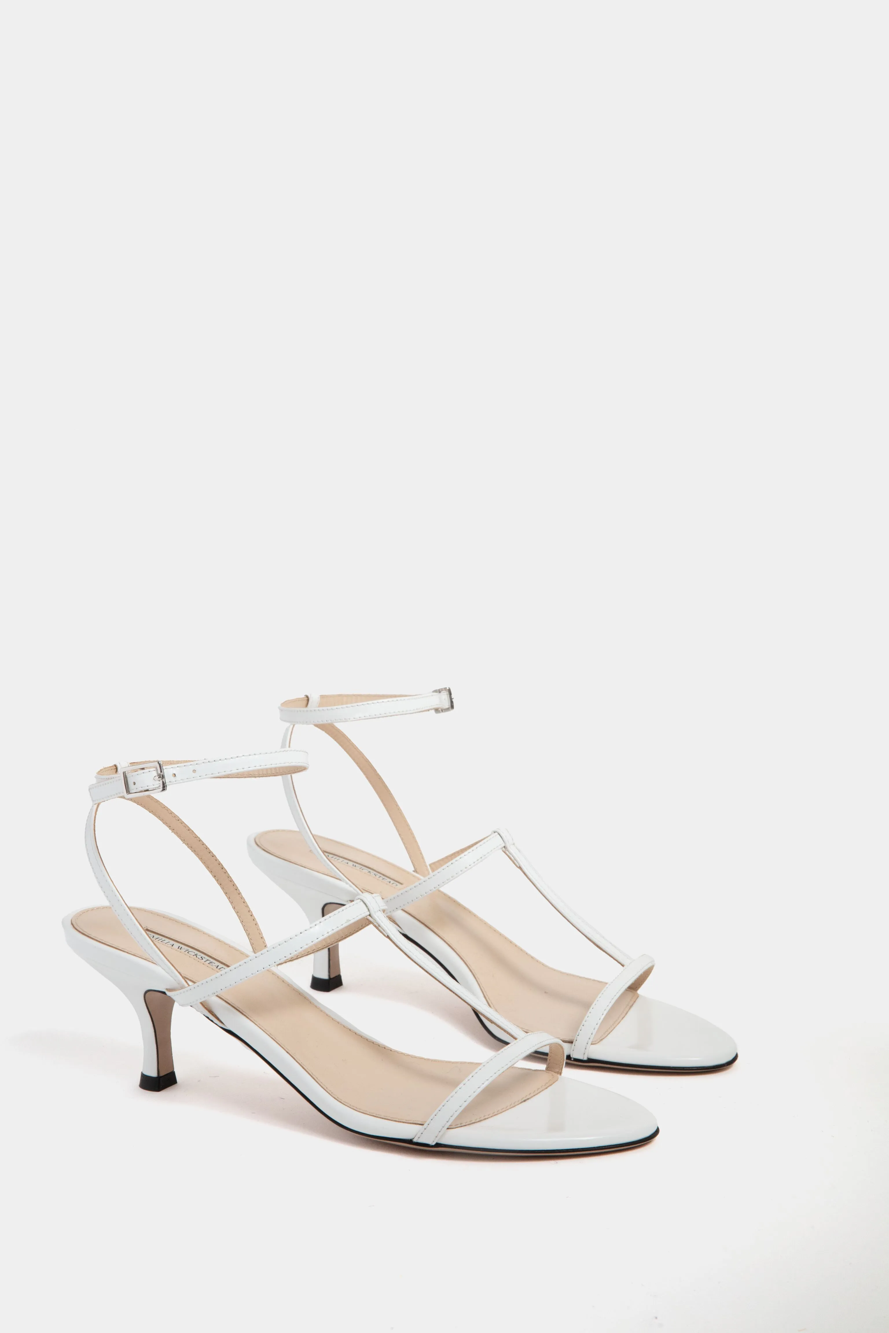 White Novie Leather Kitten Heels