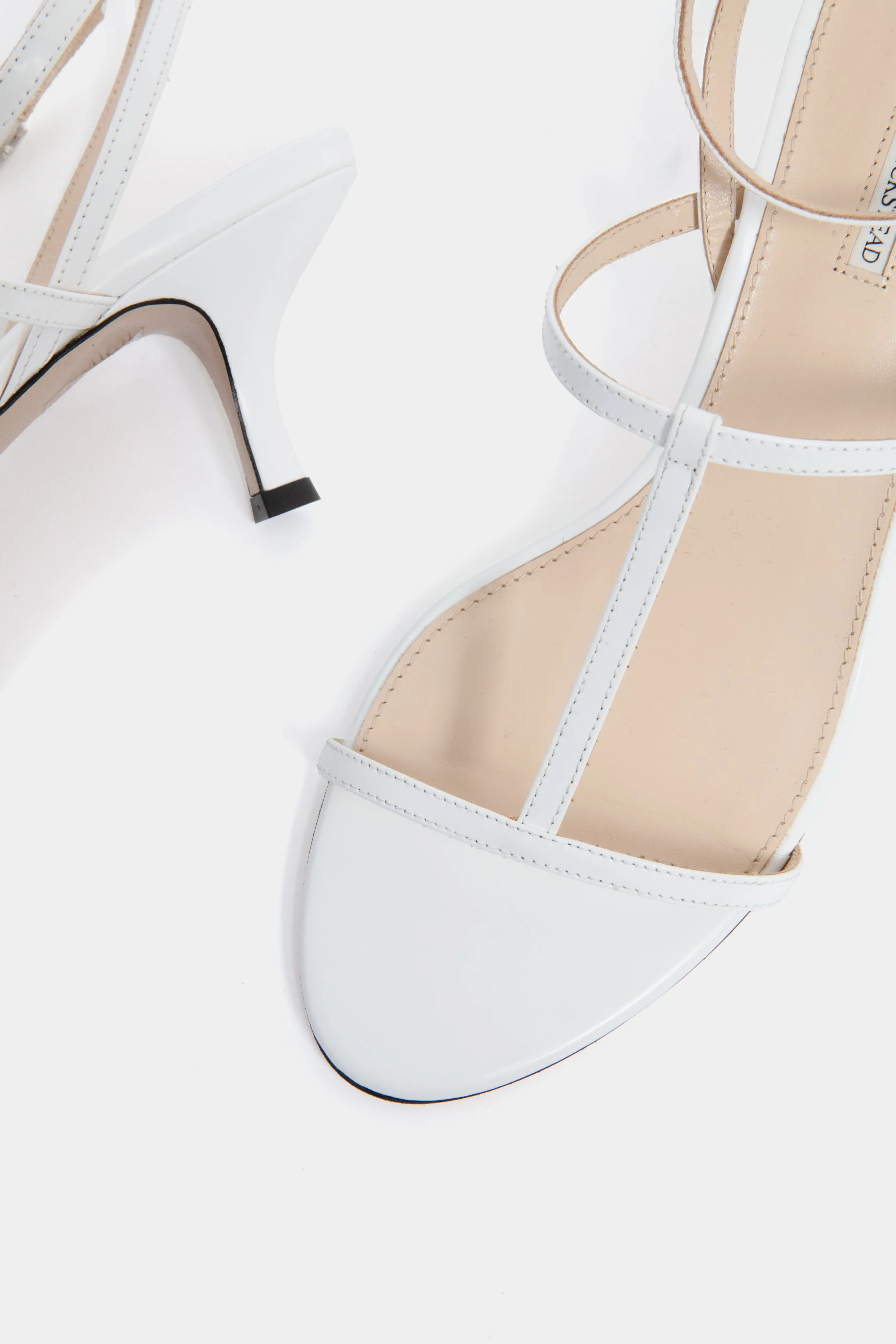 White Novie Leather Kitten Heels