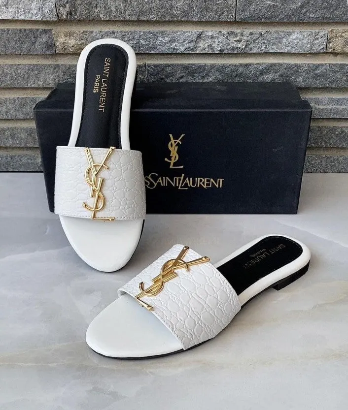 YSL CROCODILE FLAT (WHITE)